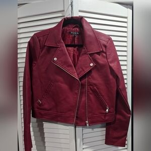 Baccini Red Faux Leather Jacket, S